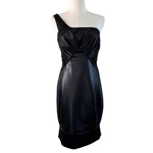 NEW‎ Iodice Brazil Angelina Dress M Black One Shoulder Metallic Croc Cocktail